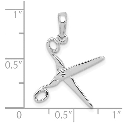 14K Weißgold 3-d Beweglich Scissors Anhänger