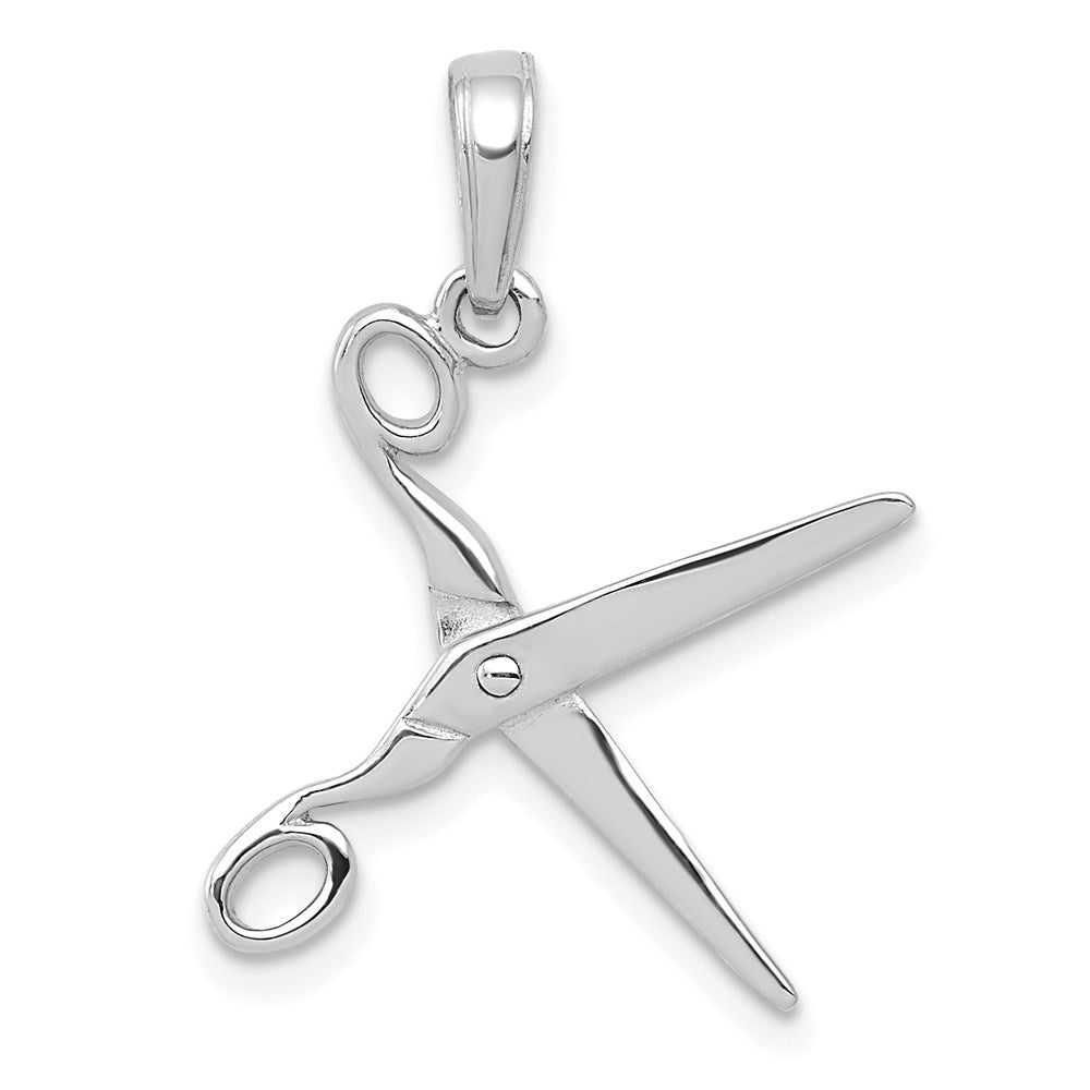 14K Weißgold 3-d Beweglich Scissors Anhänger