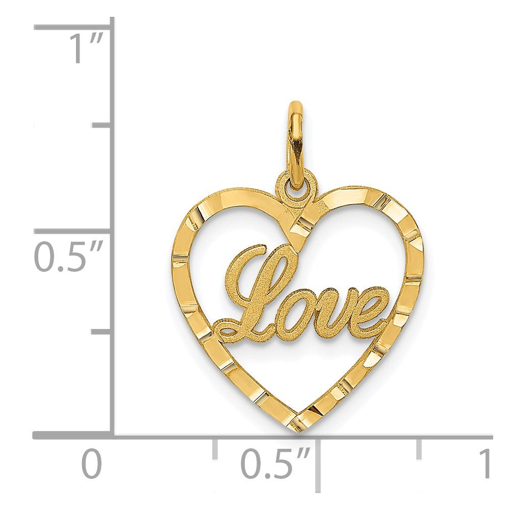 14K Gelbgold Liebe Diamantiert Herz Anhänger