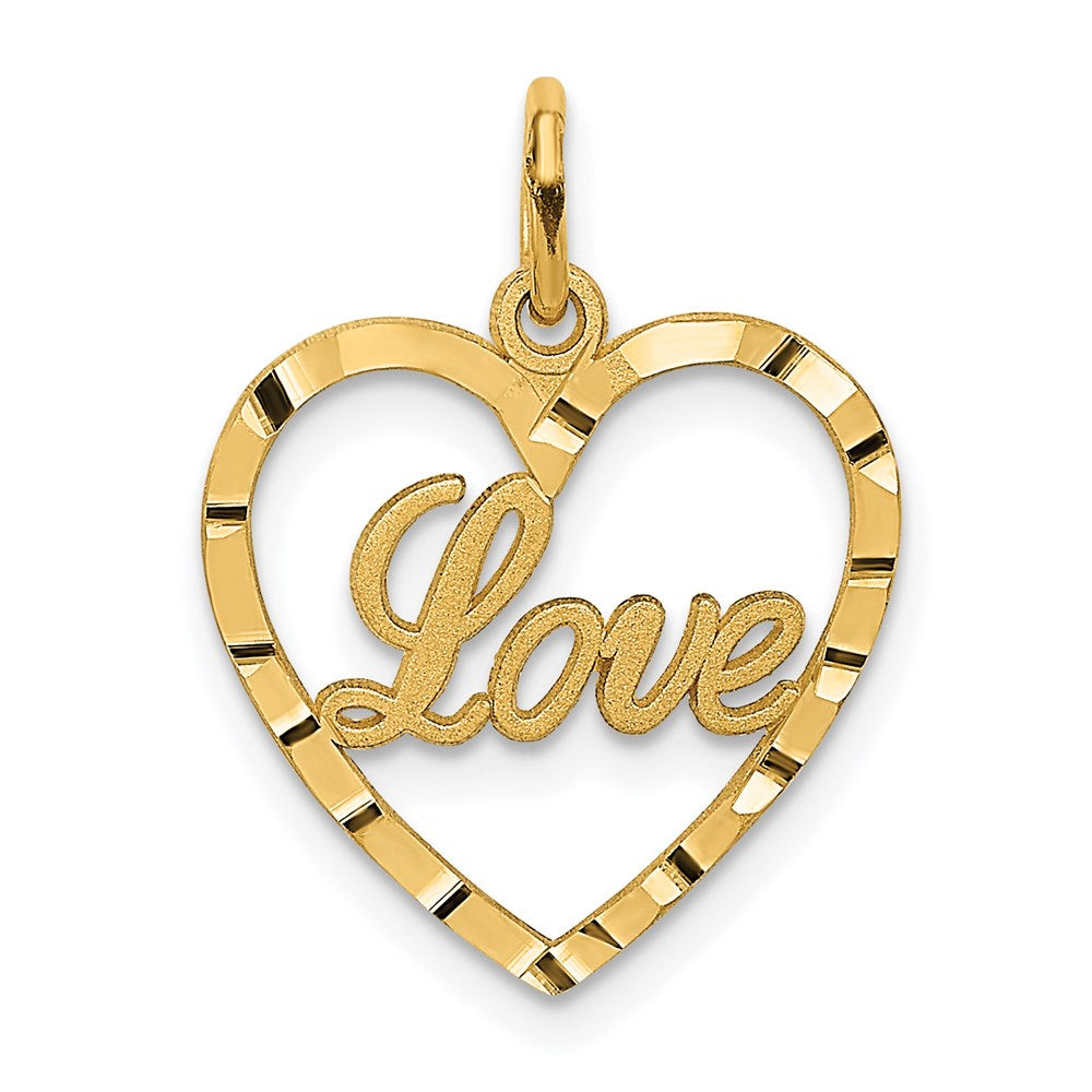 14K Gelbgold Liebe Diamantiert Herz Anhänger