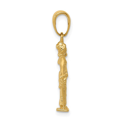 14 Karat Gelbgold Justitia-Anhänger 3D mit beweglicher Waage