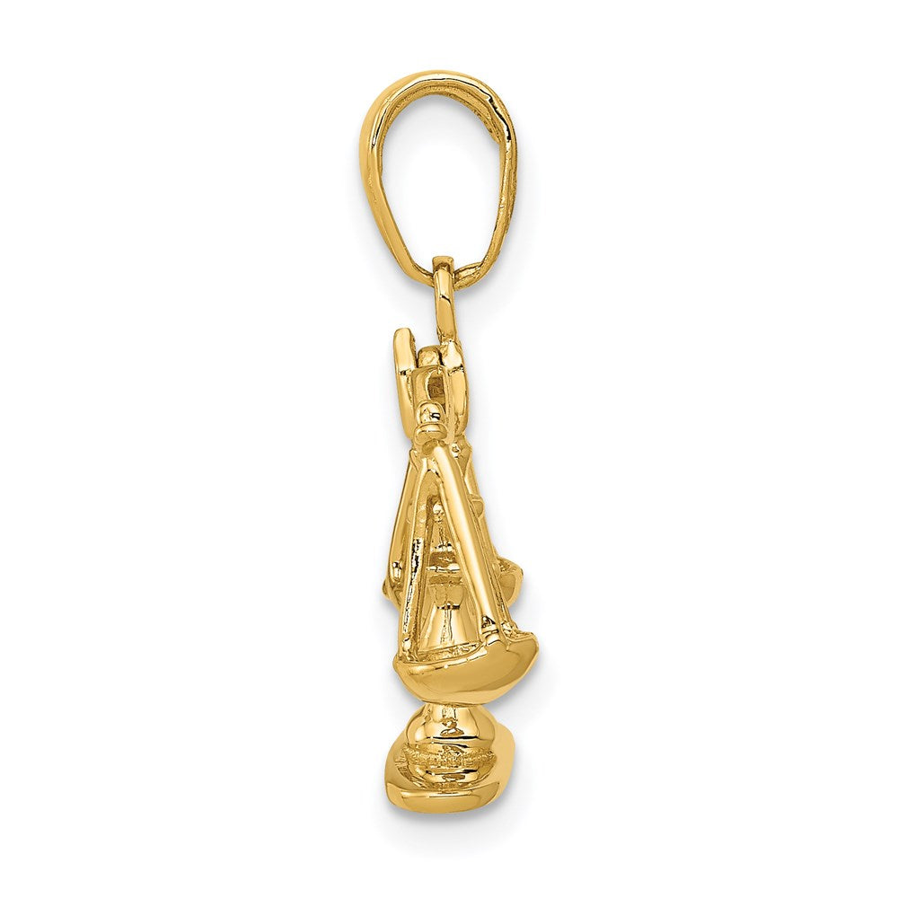 14 Karat Gelbgold Waagschale-der-Gerechtigkeit-Anhänger, 3-D beweglich
