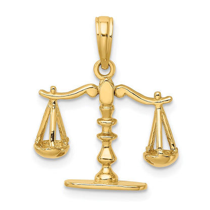 14 Karat Gelbgold Waagschale-der-Gerechtigkeit-Anhänger, 3-D beweglich