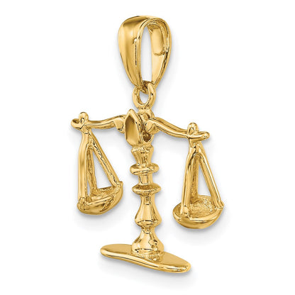 14 Karat Gelbgold Waagschale-der-Gerechtigkeit-Anhänger, 3-D beweglich