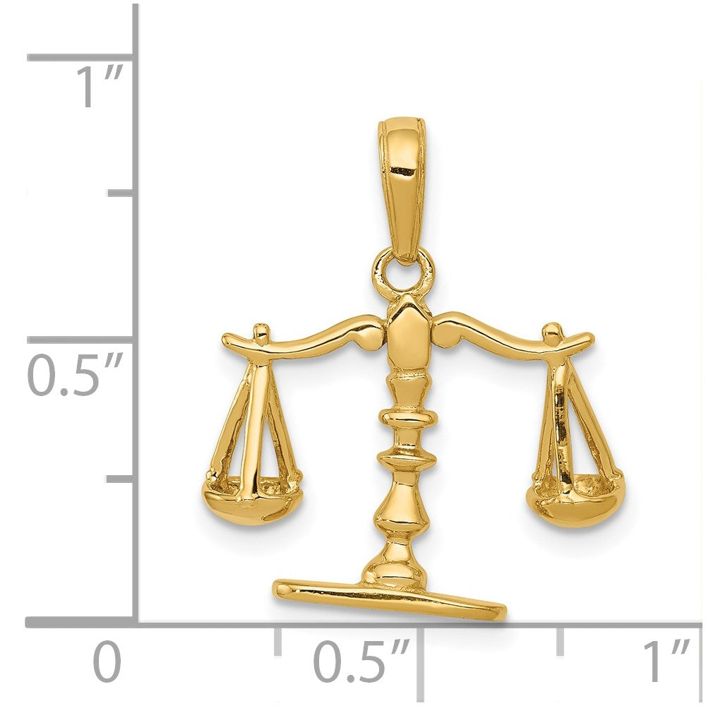 14 Karat Gelbgold Waagschale-der-Gerechtigkeit-Anhänger, 3-D beweglich