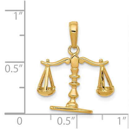 14 Karat Gelbgold Waagschale-der-Gerechtigkeit-Anhänger, 3-D beweglich