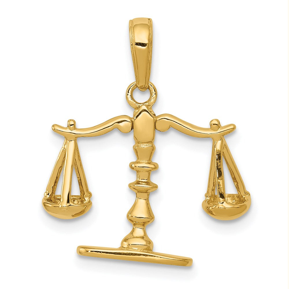 14 Karat Gelbgold Waagschale-der-Gerechtigkeit-Anhänger, 3-D beweglich