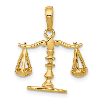 14 Karat Gelbgold Waagschale-der-Gerechtigkeit-Anhänger, 3-D beweglich