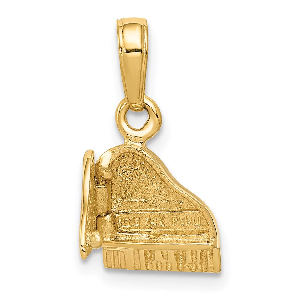 14 Karat Gelbgold 3-D-Klavier-Anhänger mit beweglichem Deckel