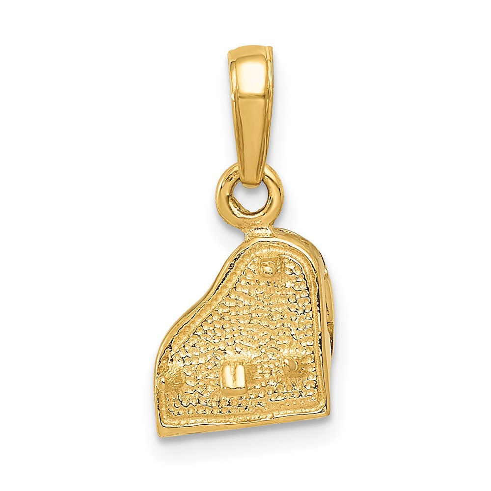 14 Karat Gelbgold 3-D-Klavier-Anhänger mit beweglichem Deckel