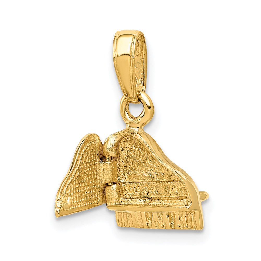 14 Karat Gelbgold 3-D-Klavier-Anhänger mit beweglichem Deckel