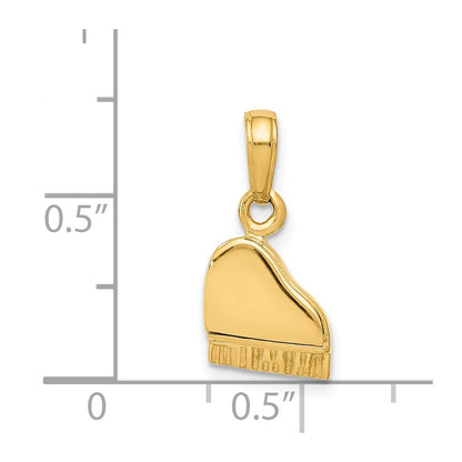 14 Karat Gelbgold 3-D-Klavier-Anhänger mit beweglichem Deckel