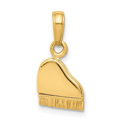 14 Karat Gelbgold 3-D-Klavier-Anhänger mit beweglichem Deckel