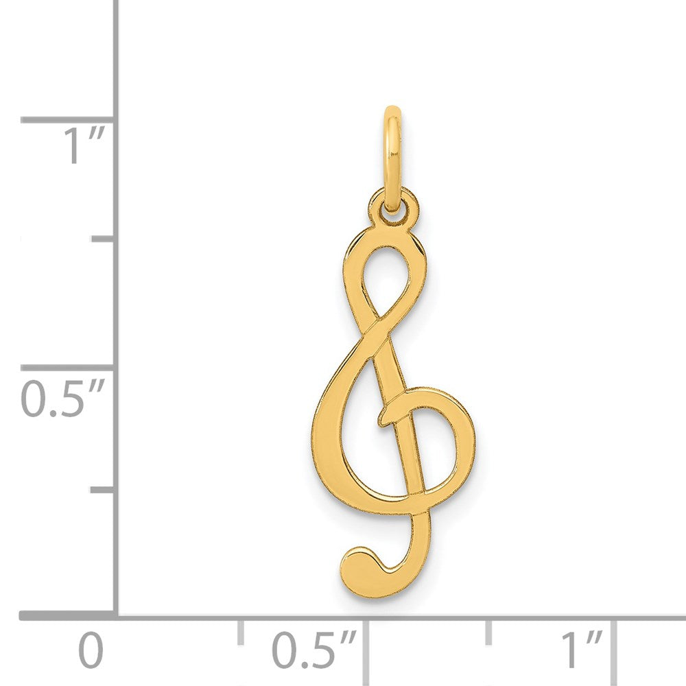 14K Gelbgold Poliert Noten Schlüssel Charm