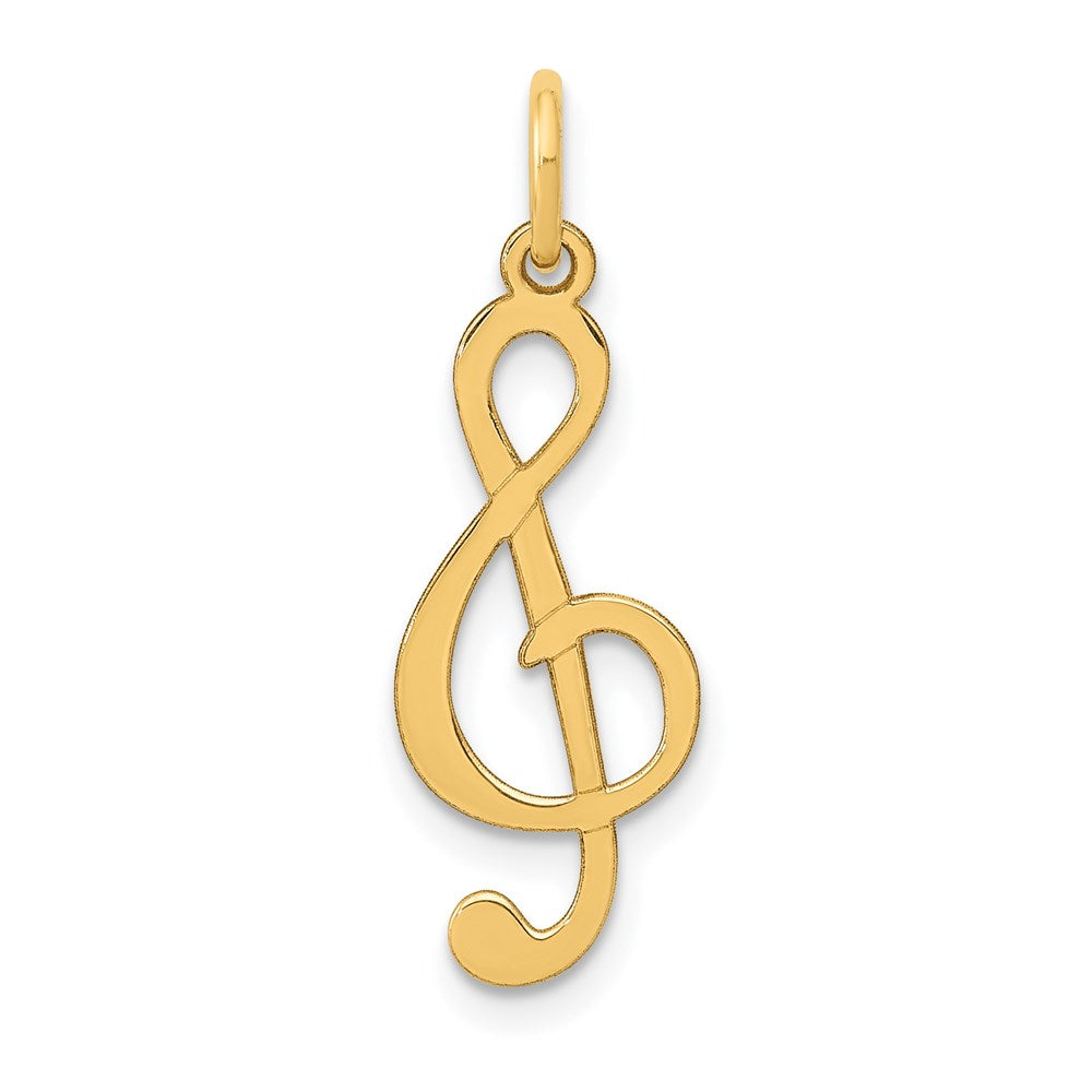 14K Gelbgold Poliert Noten Schlüssel Charm