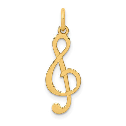 14K Gelbgold Poliert Noten Schlüssel Charm