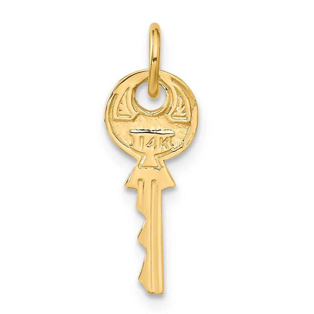 14K Gelbgold Poliert 3d Abgerundet Oberteil Key Charm