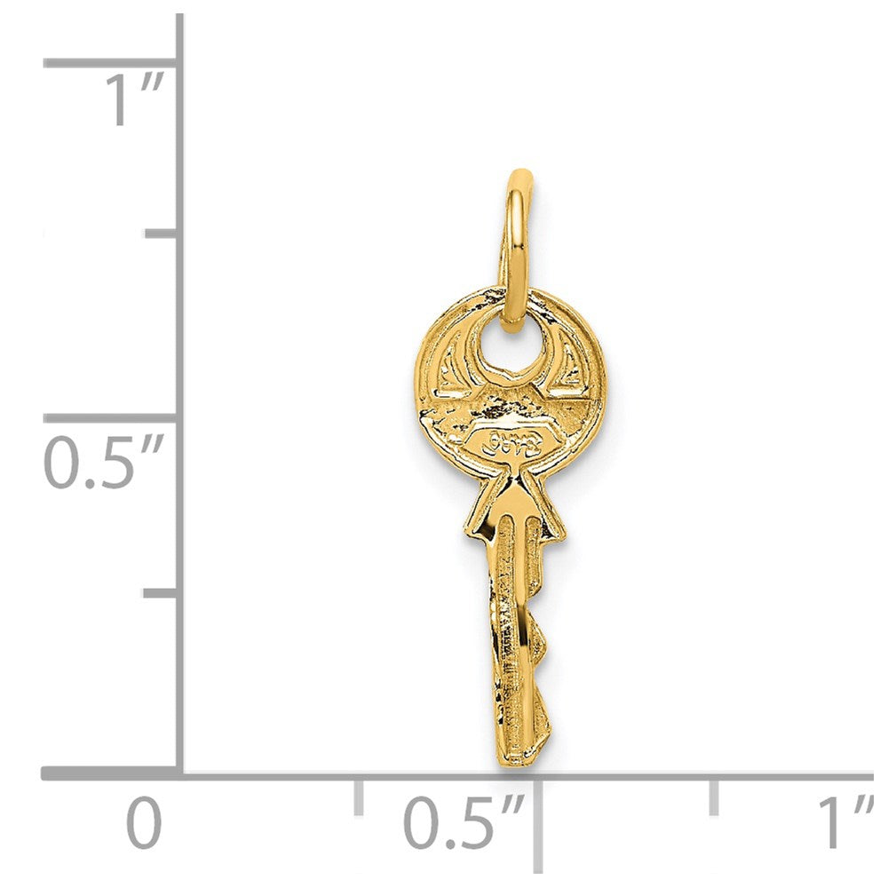 14K Gelbgold Poliert 3d Abgerundet Oberteil Key Charm