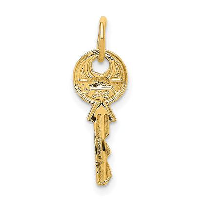 14K Gelbgold Poliert 3d Abgerundet Oberteil Key Charm