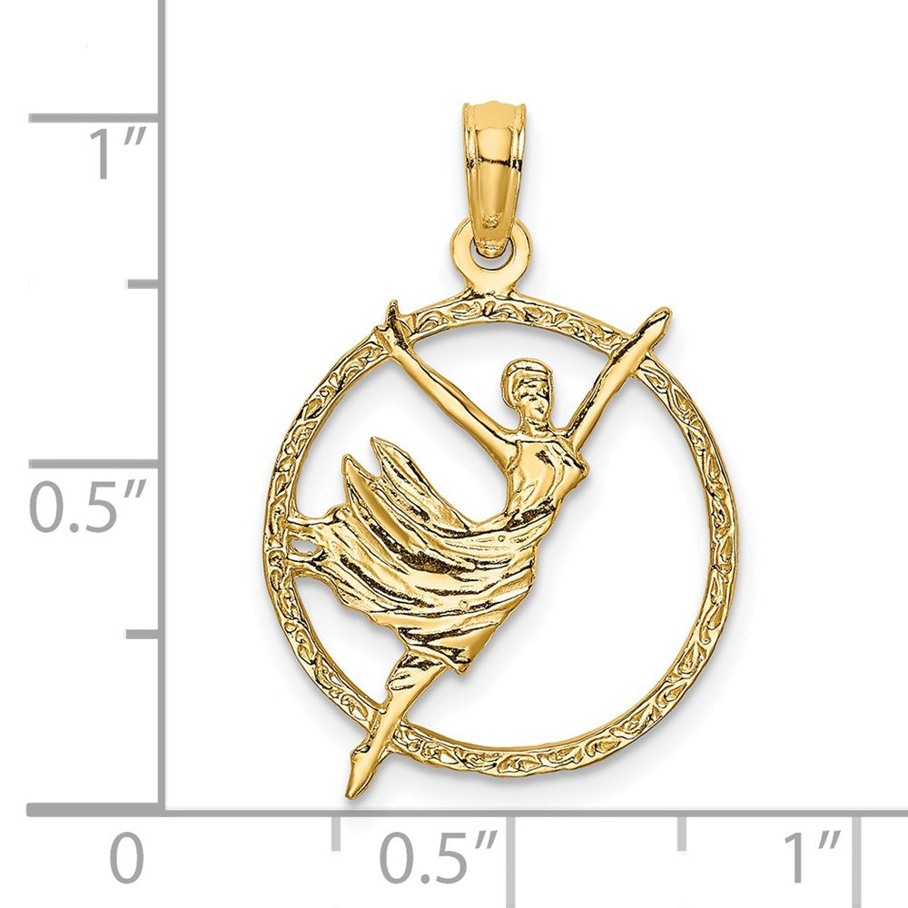 14K Gelbgold Dancer in Kreis Rahmen Charm