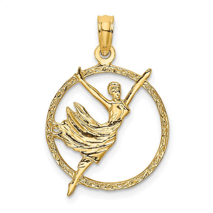 14K Gelbgold Dancer in Kreis Rahmen Charm