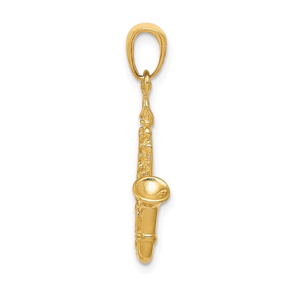 14K Gelbgold 3-D-Saxophon-Anhänger