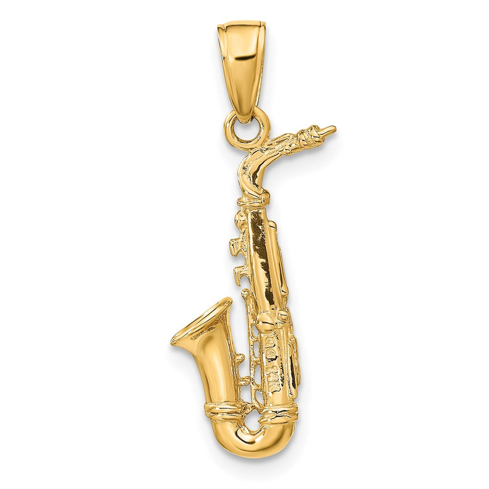 14K Gelbgold 3-D-Saxophon-Anhänger