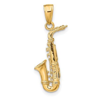 14K Gelbgold 3-D-Saxophon-Anhänger