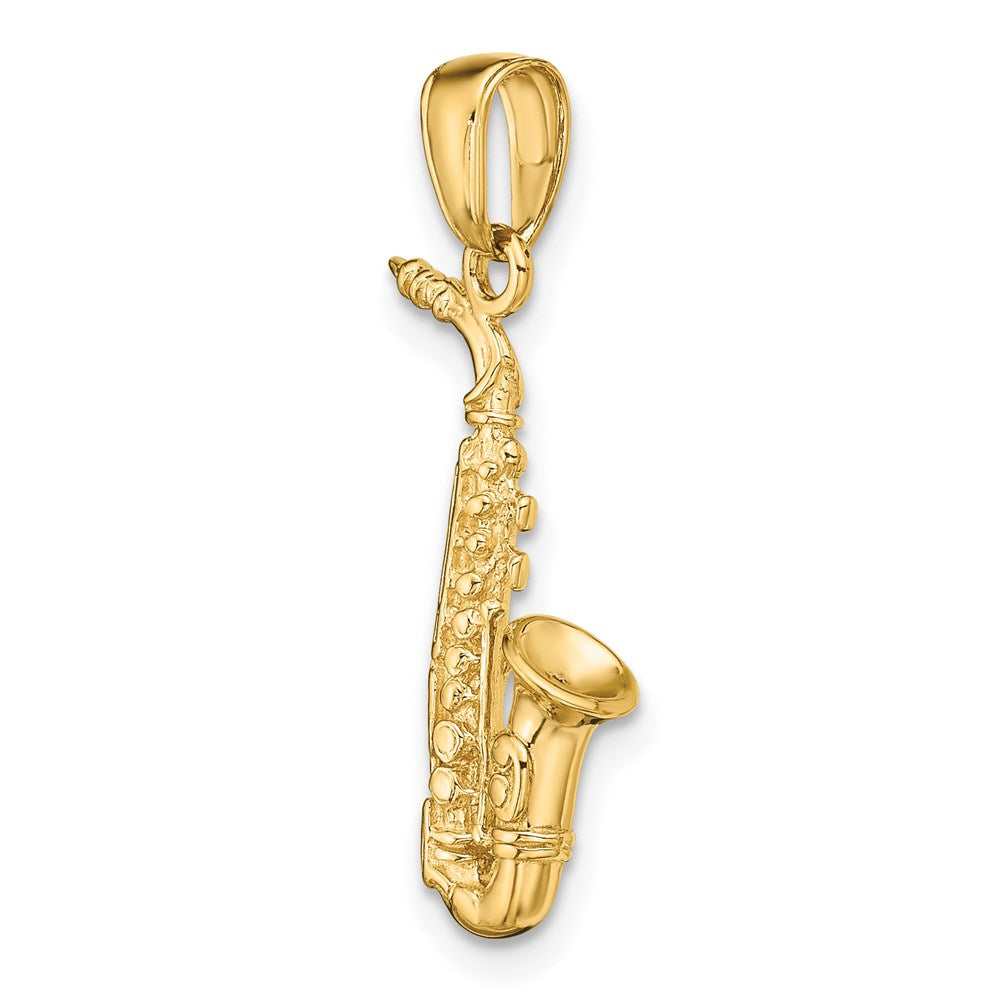 14K Gelbgold 3-D-Saxophon-Anhänger