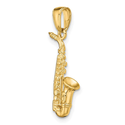 14K Gelbgold 3-D-Saxophon-Anhänger