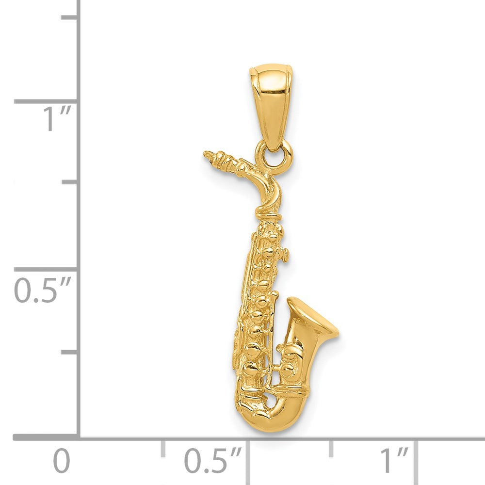 14K Gelbgold 3-D-Saxophon-Anhänger