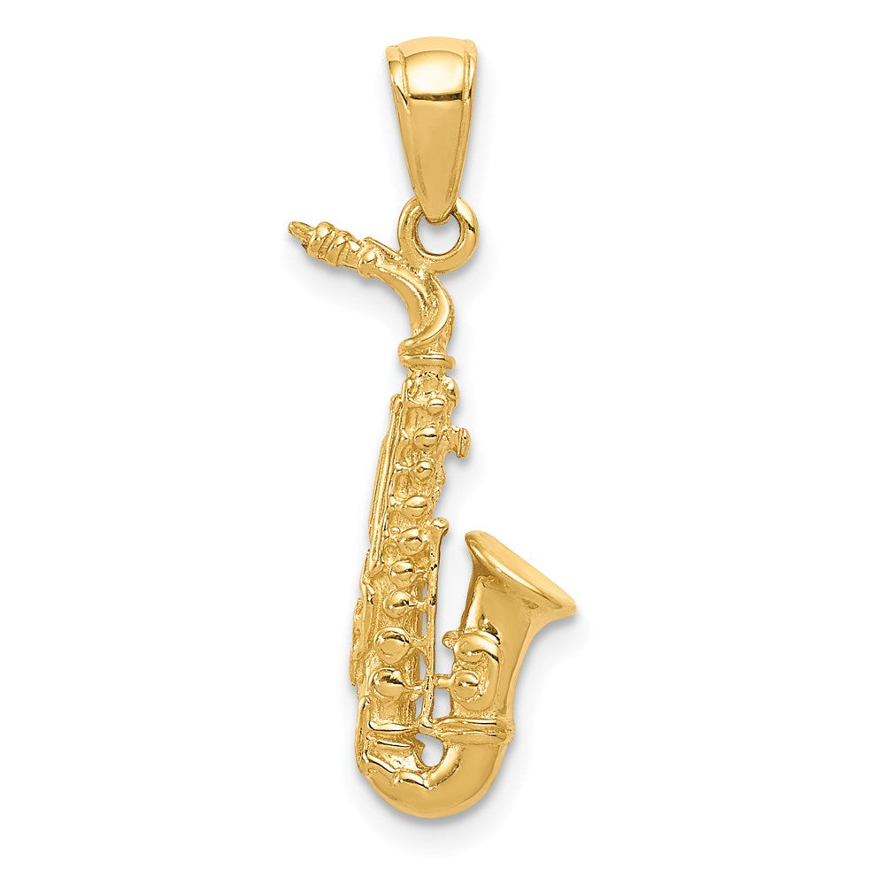 14K Gelbgold 3-D-Saxophon-Anhänger