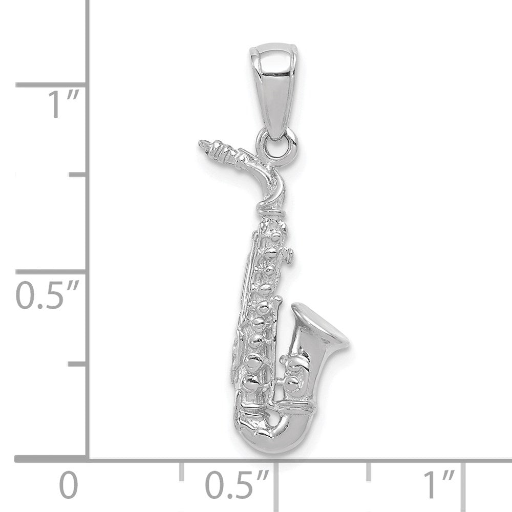 14K Weißgold 3-D-Saxophon-Anhänger