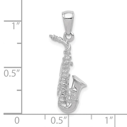 14K Weißgold 3-D-Saxophon-Anhänger