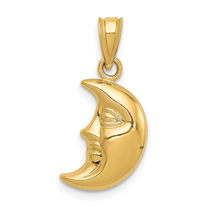 14K Gelbgold 3-d Mond Anhänger