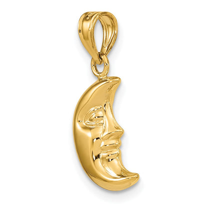 14K Gelbgold 3-d Mond Anhänger