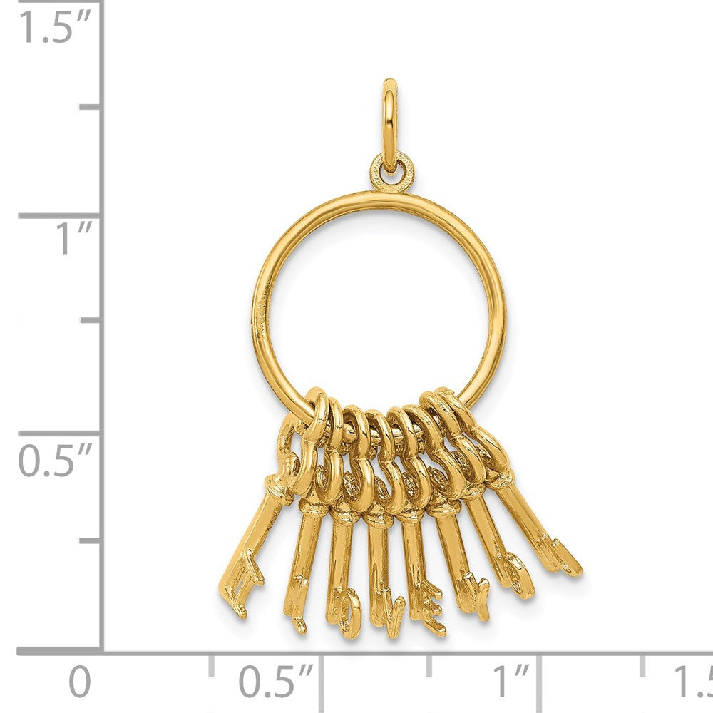 14K Gelbgold Schlüsselring-Charm „Ich liebe dich“