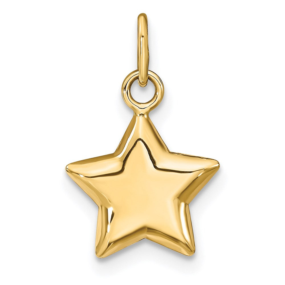 14K Gelbgold 3-d Gewölbt Stern Charm