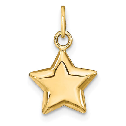 14K Gelbgold 3-d Gewölbt Stern Charm
