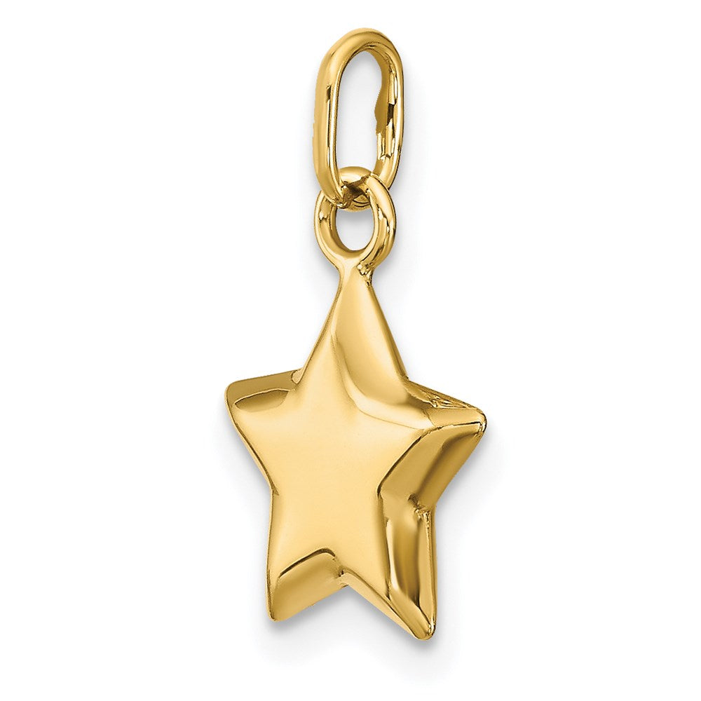 14K Gelbgold 3-d Gewölbt Stern Charm
