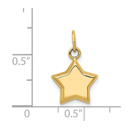 14K Gelbgold 3-d Gewölbt Stern Charm