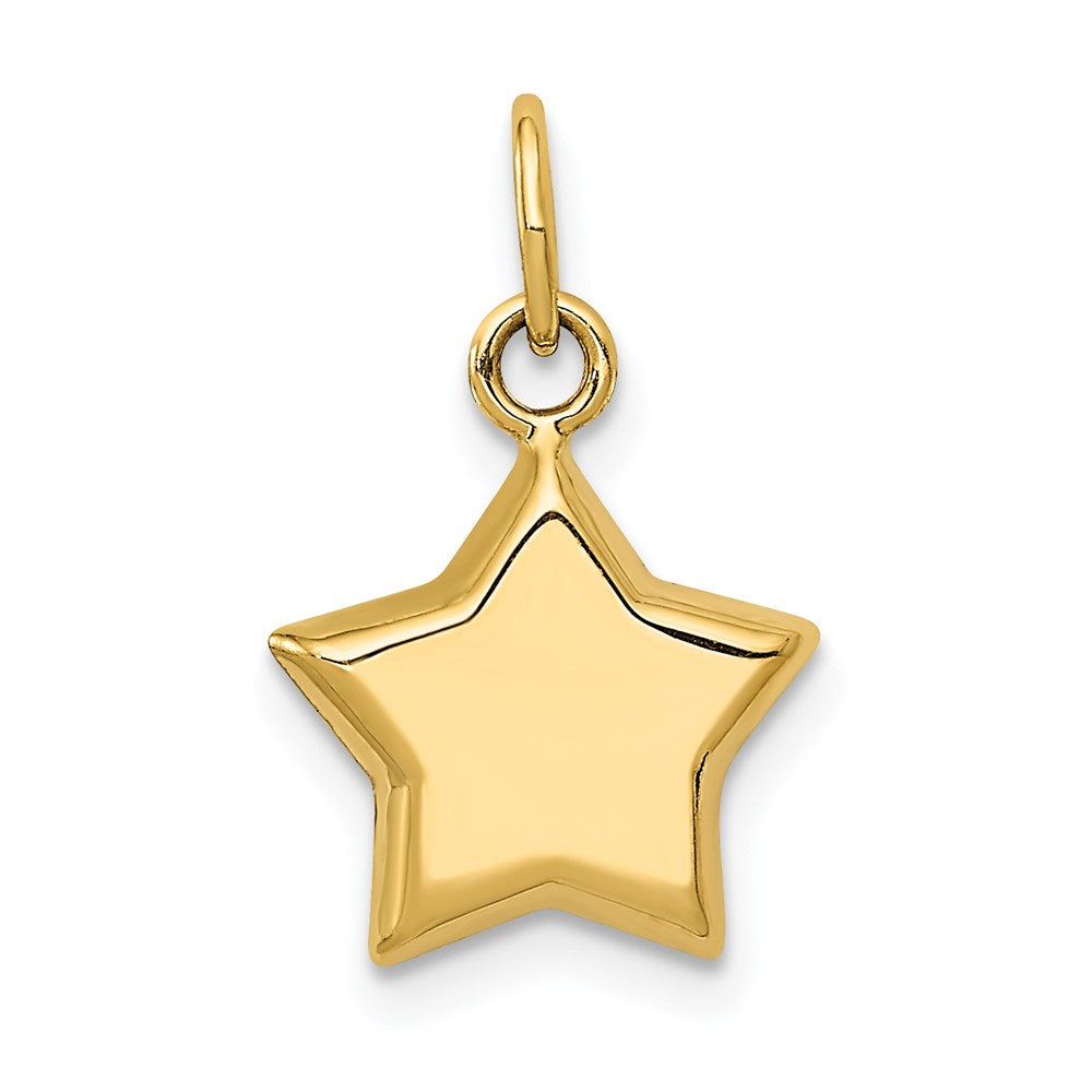 14K Gelbgold 3-d Gewölbt Stern Charm