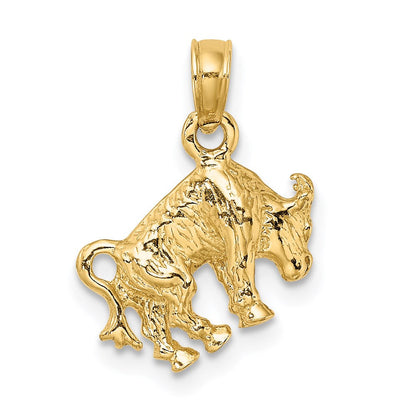 14K Gelbgold 3-D Sternzeichen Stier Charm