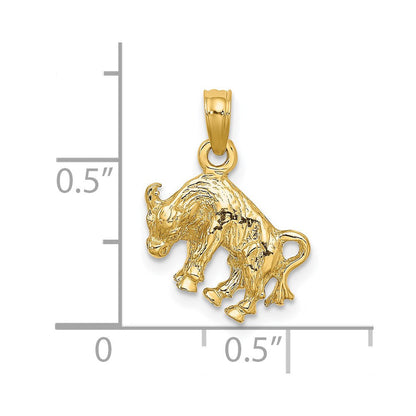 14K Gelbgold 3-D Sternzeichen Stier Charm