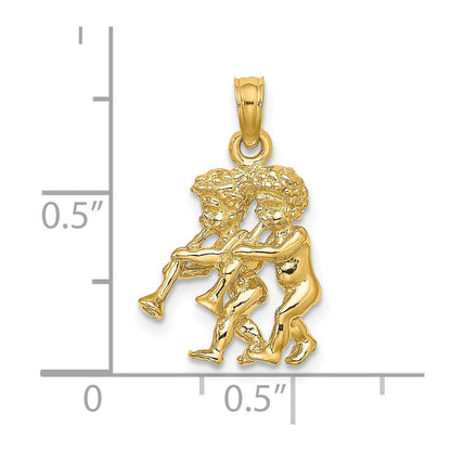 14K Gelbgold 3-D Zwillinge Sternzeichen-Charm