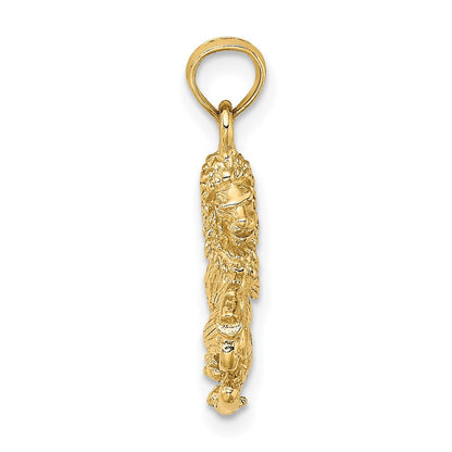 14K Gelbgold 3-D Löwe Sternzeichen-Charm
