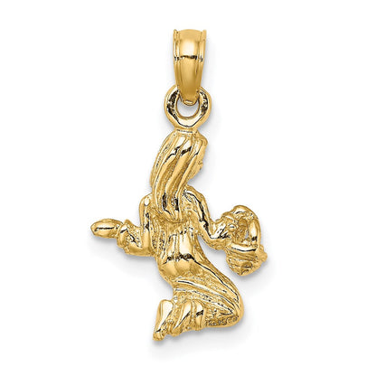 14 Karat Gelbgold Jungfrau Sternzeichen-Charm 3D