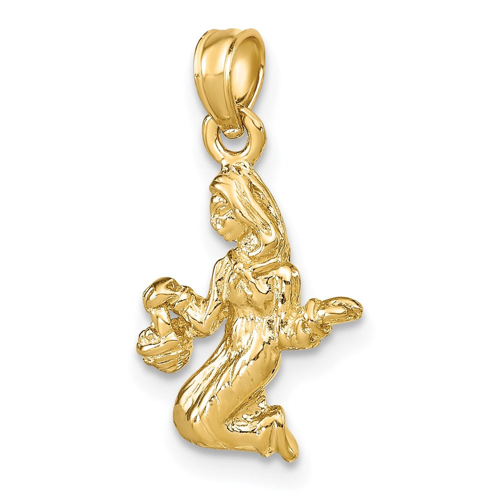 14 Karat Gelbgold Jungfrau Sternzeichen-Charm 3D