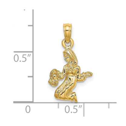 14 Karat Gelbgold Jungfrau Sternzeichen-Charm 3D