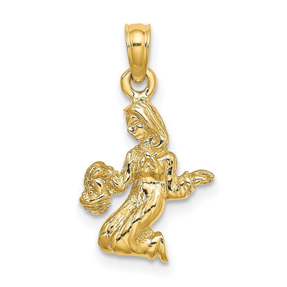 14 Karat Gelbgold Jungfrau Sternzeichen-Charm 3D